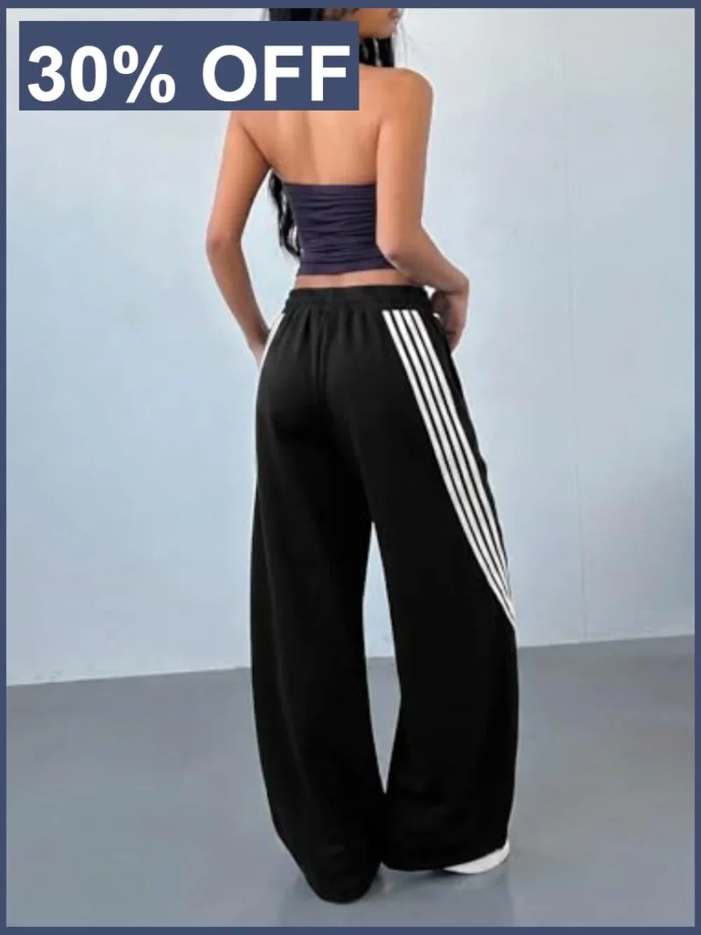 Y2K Striped Barrel Sweatpants Baggy High Waisted Wide Leg Joggers with - Picture 2 of 7
